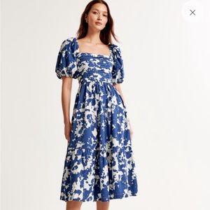 NWT Abercrombie Emerson poplin puff sleeve midi